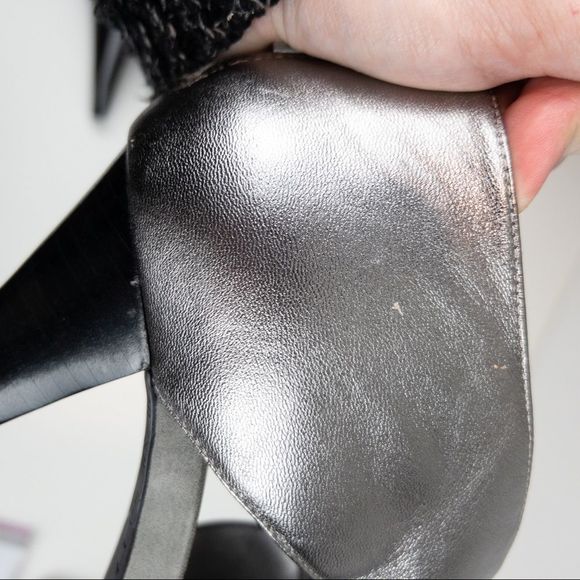 Marc Fisher Pewter Leather Wrap Heel Sandals - Size 9 - Picture 8 of 10